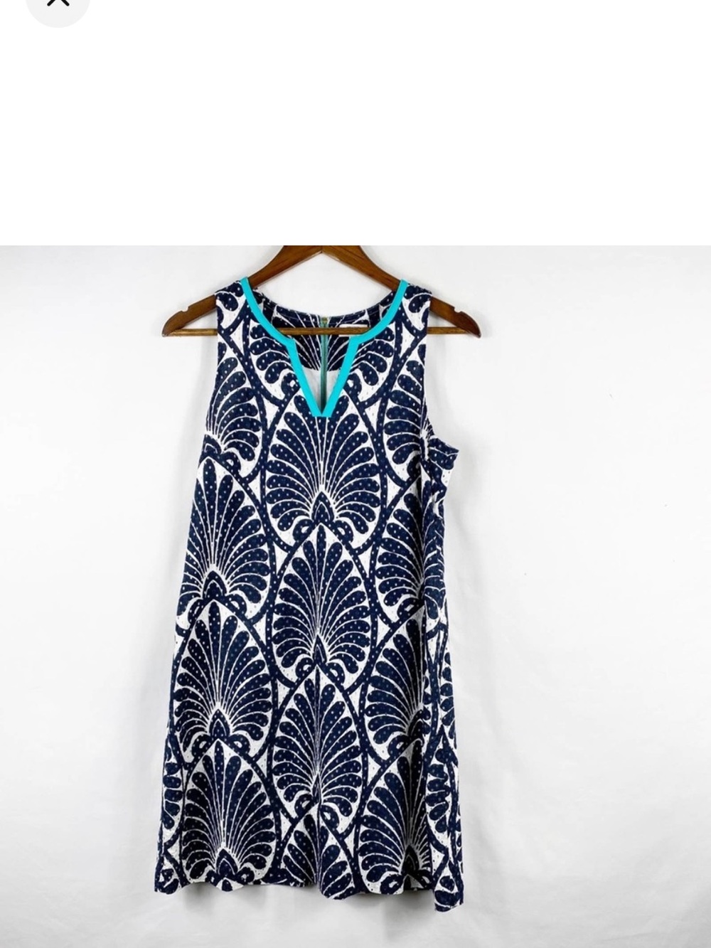 CROWN & IVY Blue & White Sheath Dress in Size 8